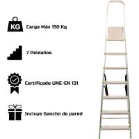 Escalera de Tijera Plegable, Marca Española. Escalera de Aluminio, 5 peldaños, con Gancho de Pared, Multiusos, Antideslizante, Ligera y Resistente, Escalera Doméstica, Fácil Transporte - details 8