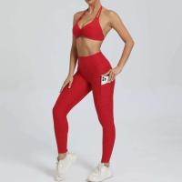 Traje de entrenamiento de gimnasia reforzado deportivo para mujer, ropa deportiva para mujer, traje de yoga rojo, negro y rosa 2024 - details 12