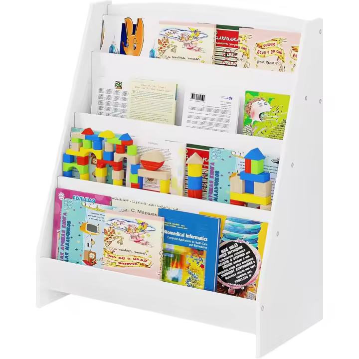 Librería Infantil Estantería para 4 Niveles Mueble Blanco para Libros Adecuado para Habitación Infantil y Guardería 61x30x70 cm - 1