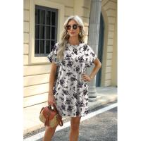 BUNO-2025 Camiseta holgada de manga corta para mujer, vestidos estampados con bolsillos y cuello redondo - details 25