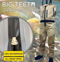 Vadeadores de pesca con cremallera y pecho resistente, transpirables, con sellado de costuras, cinturón ajustable, calcetines de neopreno de 4 mm, pantalones de vadeo de caza con cremallera frontal impermeables para hombres - details 2