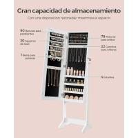 Armario para Joyas Bloqueable, Espejo de Longitud Completa, Montaje Sencillo, Superficie Blanca y Forro Beige - details 8