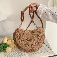 Bolso tejido con hilo de algodón con borde de flores, bolso cruzado de paja Retro ahuecado, bolso tejido de estilo étnico con perlas transpirables para uso diario - details 25