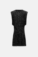 Elegante Falda Mini A-line de Cintura Alta Manga Sin Capas, Cremallera Oculta, Brillo de Lentejuelas Nueva Moda para Mujeres - details 13