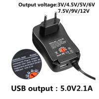 Adaptador de fuente de alimentación ajustable, Cargador Universal para tira de bombillas LED CCTV, 3V, 4,5 V, 5V, 6V, 7,5 V, 9V, 12V, 2A, 2.5A, CA/CC - details 3
