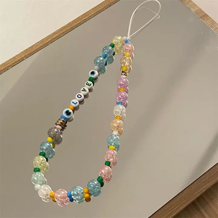 Joyería para teléfono, lazo rosa antipérdida, cadena para teléfono móvil con cuentas de corazón antipérdida, cordón para teléfono, funda para teléfono, cordón, correa para teléfono móvil - 1