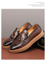 Zapatos casuales para hombres tendencia que aumenta los zapatos de cuero de cabeza redonda mocasines transpirables británicos - details 4