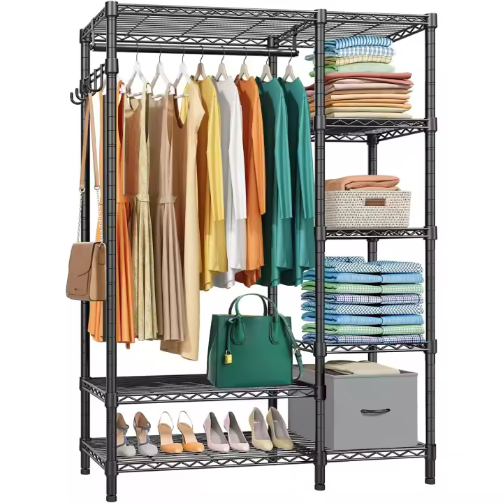 alambre para ropa 6 niveles Vestidor metal resistente para colgar ropa 44.9"L x 15.74"W x 70.9"H Carga máxima - 1