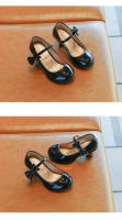 Zapatos de tacón alto para niña, calzado de princesa con pajarita de Color liso, de cuero, versátil, a la moda, para fiesta y boda, primavera y otoño - details 4