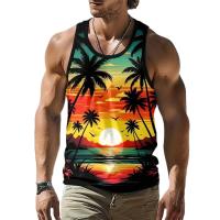 Camiseta sin mangas de verano Hawaii ropa informal de playa de secado rápido Camisa sin mangas de seda para hombre Camiseta sin mangas moldeadora de cuerpo de moda - details 0