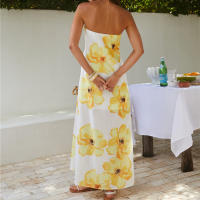 Vestido sin mangas con hombros descubiertos y estampado de flores para mujer, vestido largo de verano para fiesta y discoteca - details 4