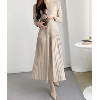 Vestidos largos de punto maxi 2023 Mujer Invierno Ropa básica Vestido suéter cálido con cordones y cinturón Vestidos - details 0