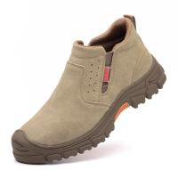 Zapatos de trabajo de seguridad de gamuza de vaca de cuero genuino para hombres, zapatos de soldadura antiestáticos con cabeza compuesta, botas indestructibles - details 10