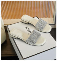 Zapatillas de tacón grueso con diamantes de imitación nuevas medias zapatillas ropa exterior de mujer con falda casual moda versátil sandalias - details 22