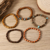 Juego de 5 Pulseras de Madera Vintage con Turquesa, Brazalete Elástico Multinivel para Hombre, Regalos para Hombre, Diseño Minimalista, Material Ecológico - details 9