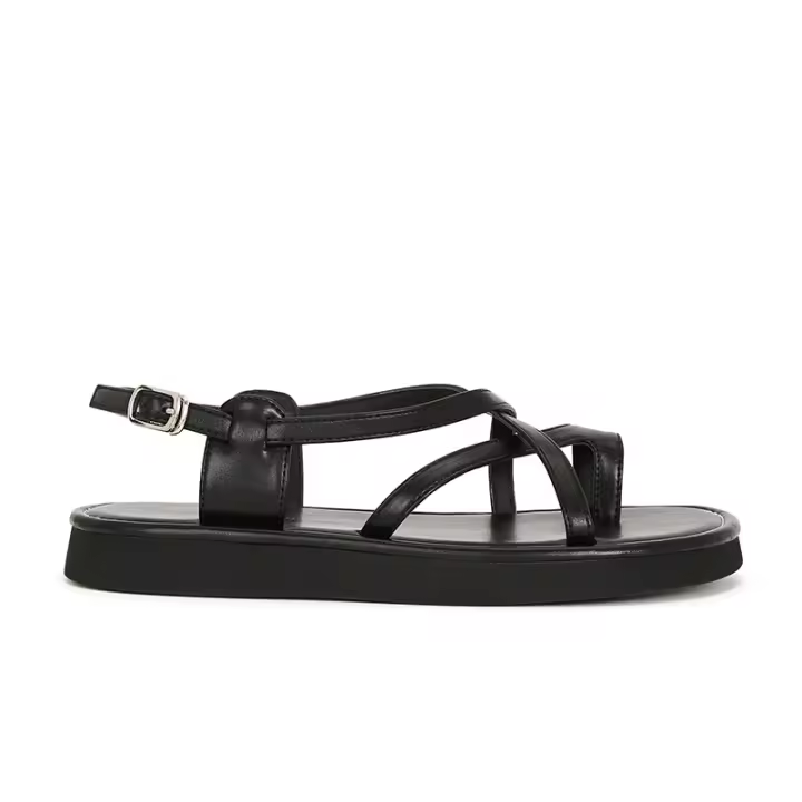 Verano 2025 nuevo retro cruz correa cubierta dedo del pie fondo grueso casual playa romana zapatillas frescas mujeres - 1