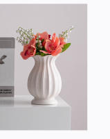Jarrón de cerámica blanco minimalista de Boca Grande nórdico, arreglo de flores para sala de estar, Decoración de mesa - details 4