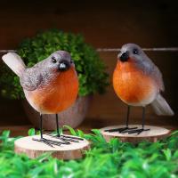 Estatua de pájaro Robin de estilo nórdico duradera, estatuas de pájaros de jardín hechas a mano, adorno de resina para patio, jardín de hadas - details 6