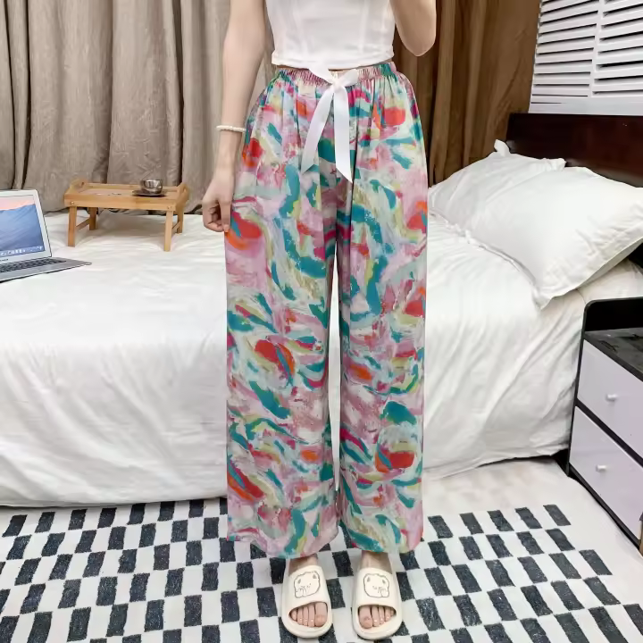 Pijamas de Algodón-Seda para Mujeres Pantalones Corporales Delgados para Embarazadas - 1