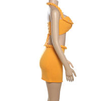 Conjunto de falda ajustada y top halter sin mangas elegante y dulce a la moda de verano - details 28