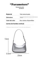 Nueva bolsa baguette plateada de verano, casual, nicho, simple, moda versátil, solo hombro, axila, pequeña, para mujer. - details 1