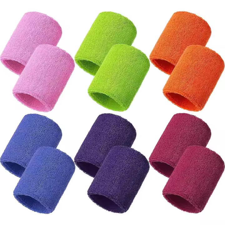Paquete de 12 muñequeras deportivas de algodón para hombres y mujeres - 1