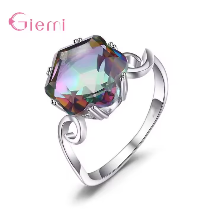 Anillo de Boda de Plata Elegant 925 Zirconia Cúbica Aaa Clara Promesa de Joyería para Mujeres - 1