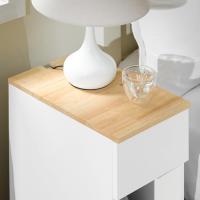Auxiliares para Salón Mesilla de Noche Estrecha para Dormitorio con 1 Cajón y 1 Compartimento Abierto Blanco y Madera 20 x 35 x 60 cm FBT111-WNx2 ES - details 18