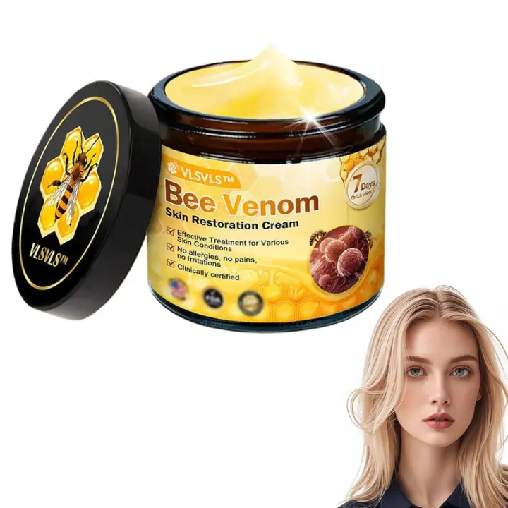VLSVLS Crema de restauración de la piel de abeja, crema para el tratamiento de la piel con veneno de abeja, limpia e hidrata profundamente la piel, reduciendo eficazmente - 1