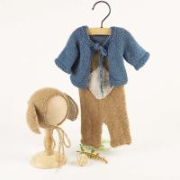 Ropa de mohair elástica de punto Retro bebé Bailey, conjunto de gorro y pañal, accesorios de fotografía para recién nacidos - details 0