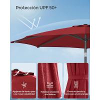 Sombrilla de Jardín 300 cm, UPF 50+, Parasol, 30 ° de Inclinación en dos Direcciones, con , para Patio, Terraza, , Piscina, sin Base, Beige GPU30BE - details 52
