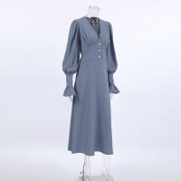 Manga farol francés Dre cuello en V Slim Fit Otoño Invierno nuevo estilo elegante mujer - details 17
