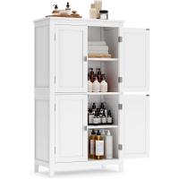 Mueble de Baño, Armario de Baño, Armario de Cocina, Armario Almacenaje con 4 Puertas, Estantes Regulables, 30 x 60 x 110 cm, Blanco - details 0