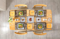LOVECASA-Juego de cena para 4, vajilla de gres, servicio de 16 piezas con plato de cena/postre/sopa, tazón de cereales, gris degradado - details 4