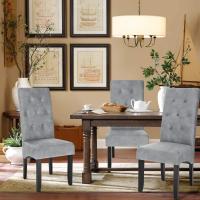 Cocina Estructura de Madera Sillón Asiento Acolchado Tapizado en Terciopelo Gris Claro BH294hgr-2 - details 1