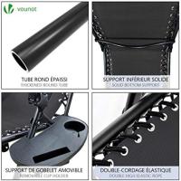 Set de 2 Sillas de Jardín Plegables Silla de Gravedad Cero Reclinable con Soporte para Bebidas y Reposacabezas Extraíble Carga Máxima 120kg Negro - details 5