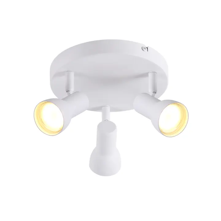 CBJKTX Foco de techo de 3 llamas redondo iluminación interior metal blanco base GU10 - 1