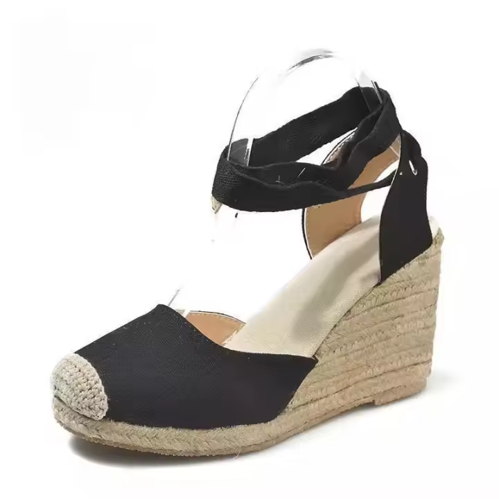 Zapatos mujer, sandalias de yute, cuñas españolas, zapatos mujer - 1