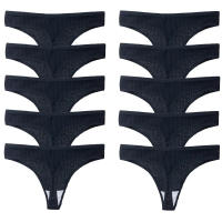 10PCS Conjunto De Bragas De Algodón Para Mujer Estilo Deportivo Y Sexy Transpirables Cómodas Y Suaves G-Strings En Rayas - details 12