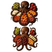 Bandeja de madera para servir pulpo, bandeja única decorativa, plato de comida de pulpo, tablas de charcutería de pulpo con partición novedosa, comida para fiesta - details 2