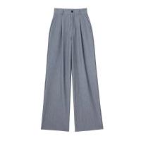 TRAF Pantalones rectos a rayas, otoño 2024, pantalones largos plisados ​​elegantes para mujer, pantalones casuales de moda para mujer, pantalones negros Beige y grises para oficina - details 4