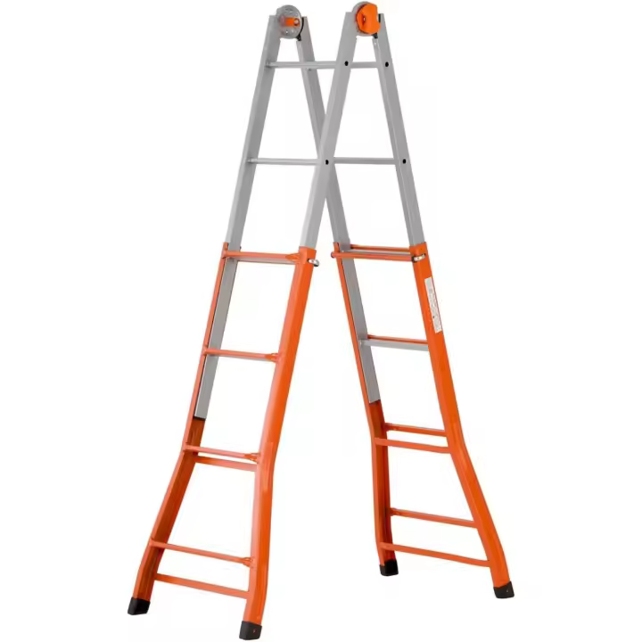 Escalera telescópica de acero (4+4), Naranja - 1