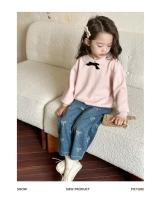Pantalones para niños 2025, Otoño Invierno, nuevos pantalones vaqueros con estampado coreano con lazos para niña, pantalones vaqueros rectos - details 7
