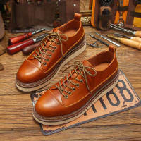 Zapatos de cuero de vaca puro de alta gama zapatos casuales de plataforma de suela blanda para hombres - details 0