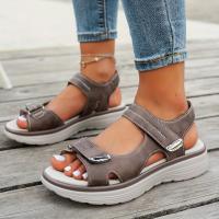 Sandalias Mary Jane elegantes para mujer - Correa ajustable en el tobillo con gancho y bucle, cubierta superior de PU transpirable y plantilla acolchada, cómodo tacón de cuña para playa de verano, uso informal y al aire libre - Diseño de color sólido, cal - details 3