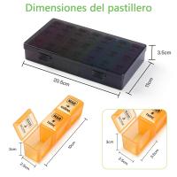 Pastillero Semanal 3 Tomas Español, Pastillero Diario Grande 7 días, Dosificador de Comprimidos con 21 Compartimentos, Organizador de Pastillas para Viaje - details 2
