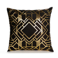 Funda de Cojín Dorada 45x45cm Cubierta Decorativa de Moda para Hogar Diseño Geométrico Blanco y Negro de Sofá - details 5