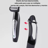 Recortador de espalda, afeitado de precisión, plegable, con accesorios, batería de larga duración, negro, depilación corporal, con soporte - details 5