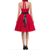 Vintage Women Summer Polka Dot Print Halter Party Dresses - details 76