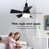 Negro Ventilador de Techo con Bombilla E26 Iluminado - Luz de Ventilador con Casquillo Pequeño - Color Regulable - Para Salón, Dormitorio, Baño - details 2